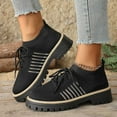 thumbnail image 6 of Womens Shoes,Lace Up Casual Sneakers Breathable Platform Shoes Fashion Athletic Flat Walking Footwear Lightweight Comfortable Everyday Wear,Shoes for Women,Black,6.5, 6 of 8