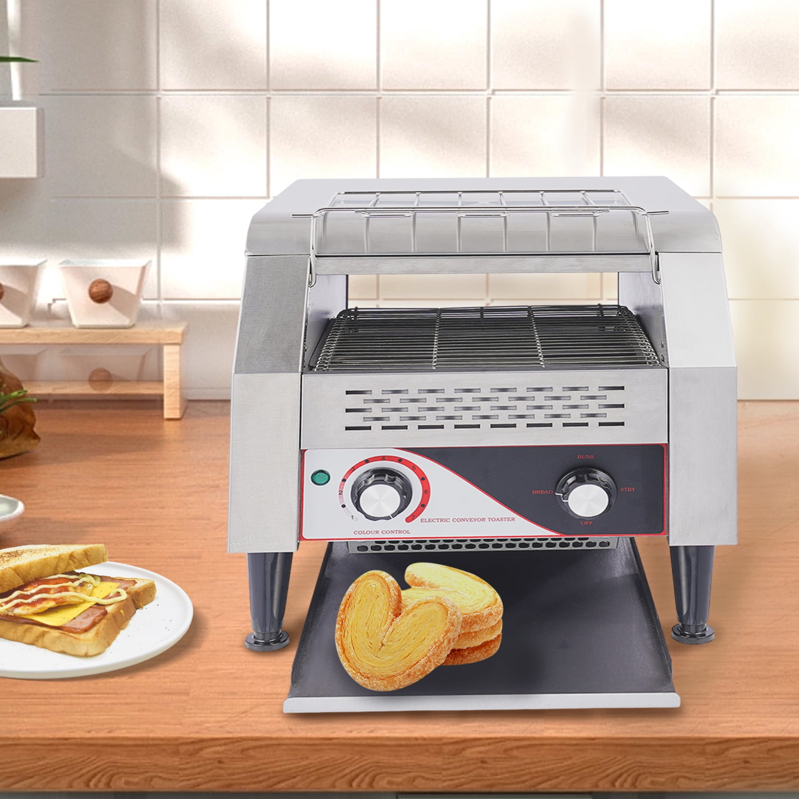 Electric Conveyor Toaster 1900W Stainless Steel Commercial Bread Toasting Machine