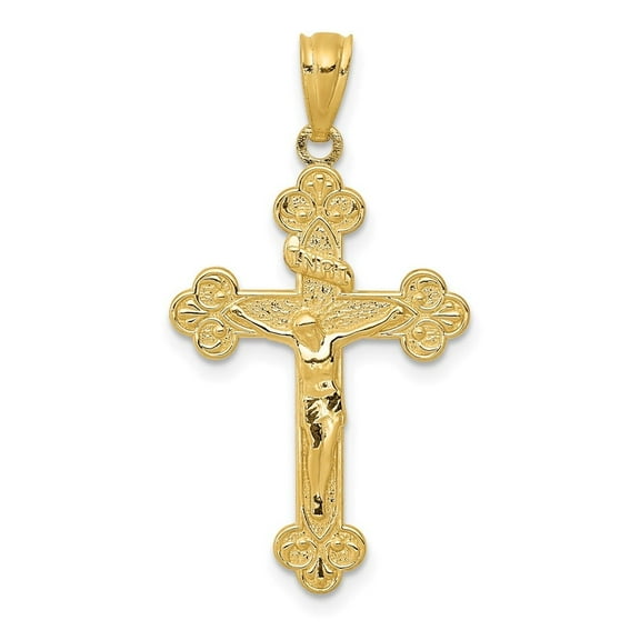Auriga Fine Jewelry 14K Yellow Gold Inri Medium Crucifix Cross Pendant for Women (L-2.5mm, W-16mm)