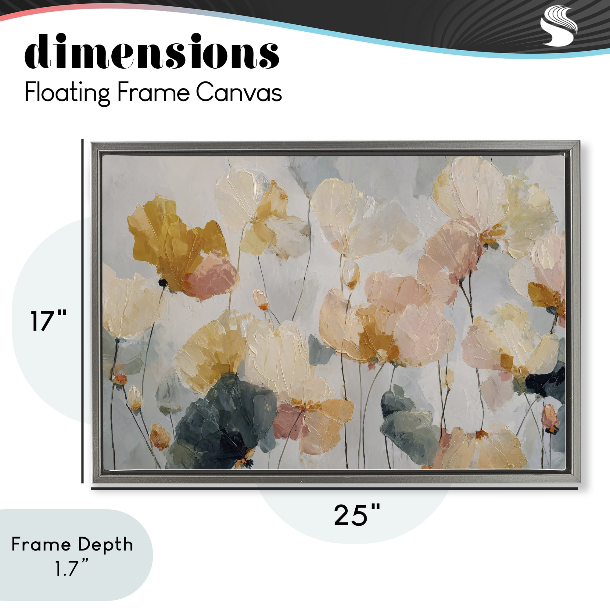 Stupell Industries Abstract Brushed Petals Gray Framed Floater Canvas Wall Art, design by Jacky Ngan