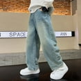 thumbnail image 4 of LUOGENLI Boys Jeans Size 7 Bootcut Boys Cargo Trousers Fully Elastic Waist Trousers for Children Regular Fit Age 4 12 Years Boys Jeans Size 16 Baggy Light Blue 8-9 Years, 4 of 9