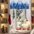 thumbnail image 3 of Curtain Valance, Christmas Forest Snowflake Tree Winter Dark Blue Gray White Short Rod Pocket Window Treatment for Living Room, Bedroom, Kitchen, Bathroom, 1 Panel, 54" X 18", 3 of 8