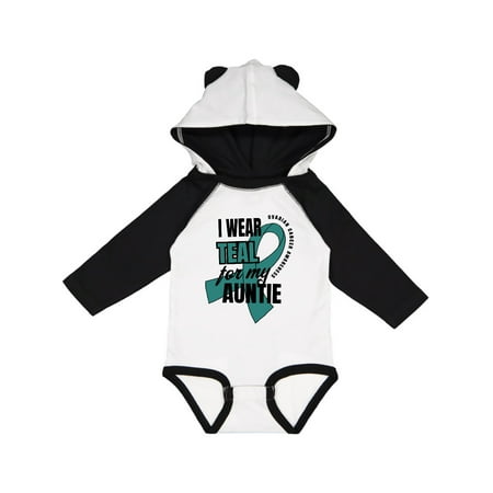 

Inktastic I Wear Teal for My Auntie Ovarian Cancer Awareness Gift Baby Boy or Baby Girl Long Sleeve Bodysuit