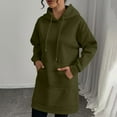 thumbnail image 5 of Yteetum Women's Oversize Hoodies Dress Drawstring Slim Pullover Maxi Hoodie Dress Coats Womens Casual Solid Loose Long Sleeve Hooded Sweatshirt Dress with Belted Pockets Outerwear Fall Clothes, 5 of 9