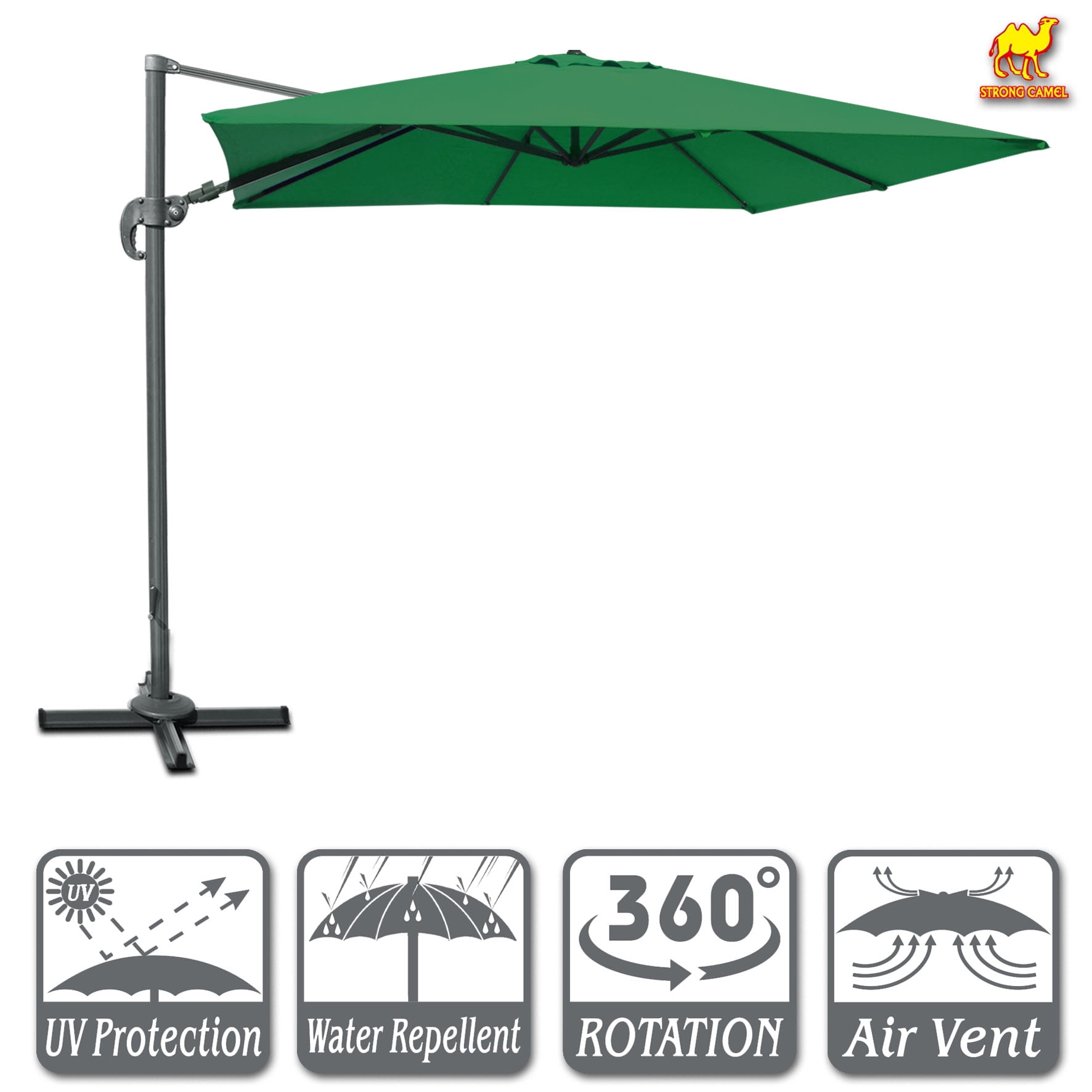 Strong Camel 10' Round Patio Umbrella Outdoor Market Umbrella with Tilt & Crank Sunshade Market