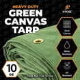 thumbnail image 4 of Xpose Safety Canvas Tarp - 10oz Green Poly Canvas Tarps Heavy Duty Water Resistant with Brass Grommets- Multipurpose Outdoor Tarpaulin for Camping, Canopy, Trailer, Equipment Cover 8' x 30', 4 of 8