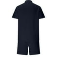 thumbnail image 4 of BinBiL Men's 2 Piece Outfit Short Sleeve Beach Button Down Shirt with Shorts Casual Matching Sets for Men Navy XL(XL), 4 of 5