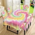 thumbnail image 3 of TSOVTHRID Colorful Tie Dye Print 5 Pcs Tablecloth and Chair Covers Set Stretchable Washable Table Cover and Seat Protector Slipcovers for Dining Room Kitchen Decor, 3 of 7