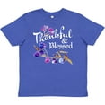 thumbnail image 3 of Inktastic Thankful and Blessed Inspirational Saying with Flowers Youth T-Shirt, 3 of 5