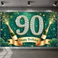thumbnail image 3 of -Encrusted 90th Birthday Banner Champagne Bottle Design Happy Birthday Display Gold Ribbon Accent Sparkling Stars Jubilee Backdrop for 90th Birthday Party Senior Celebration Family Gathering, 3 of 4