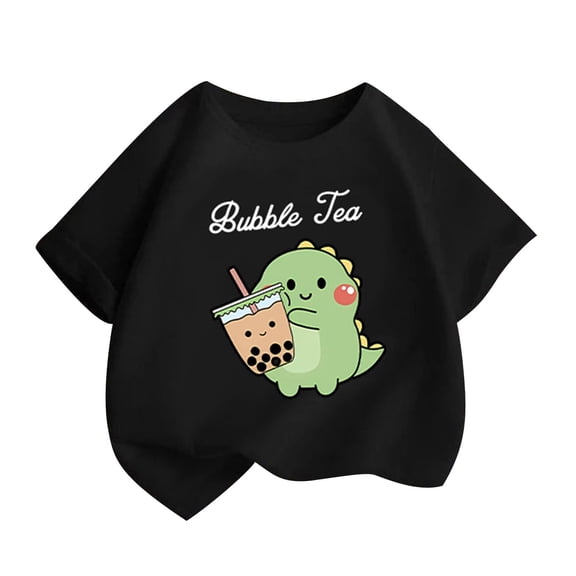 Crew Neck T Shirt for Kids Girl Boy Fall Summer Short Sleeve Dinosaur Graphic Brunch Tee Shirt Tops Kid 2026 Clothes Fashion