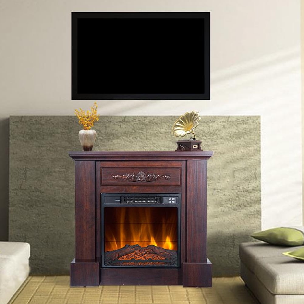 Winado Electric Fireplace Remote Control Stove 18" Wooden Cabine