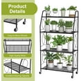 thumbnail image 6 of 4 Tier Plant Stand with Wheels, Plant Shelf for Indoor Outdoor, Heavy Duty Metal Tall Plant Stands Holder Rack for Living Room Balcony and Garden, Black, 6 of 6