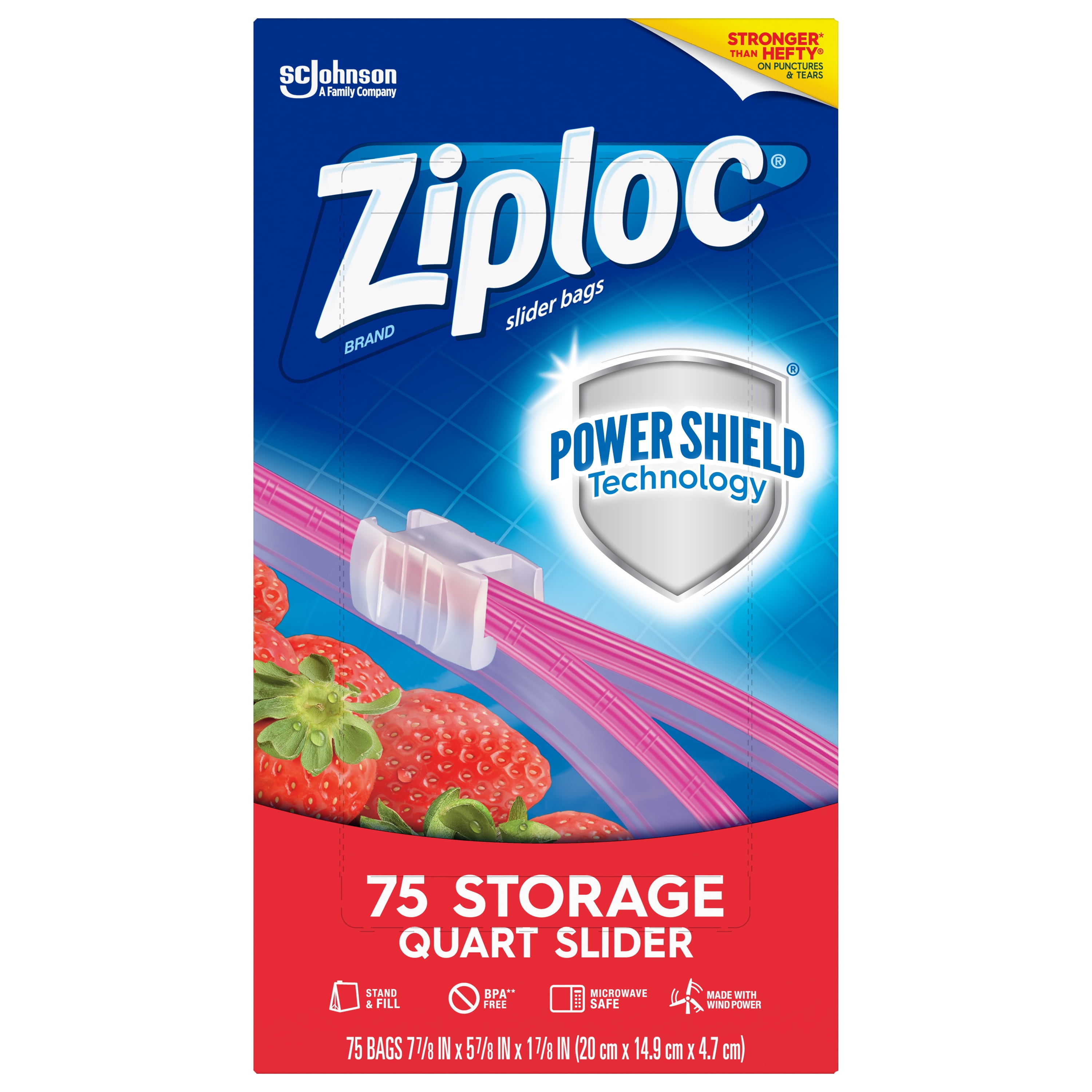Ziploc Slider Storage Bags with New Power Shield Technology, For Food,  Sandwich, Organization and More, Quart, (42 Count (Pack of 3), 126 Total  Bags)