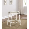 thumbnail image 2 of Comfort Pointe Hampton Beige Fabric Saddle Seat White Wood Frame Counter Stool, 2 of 7