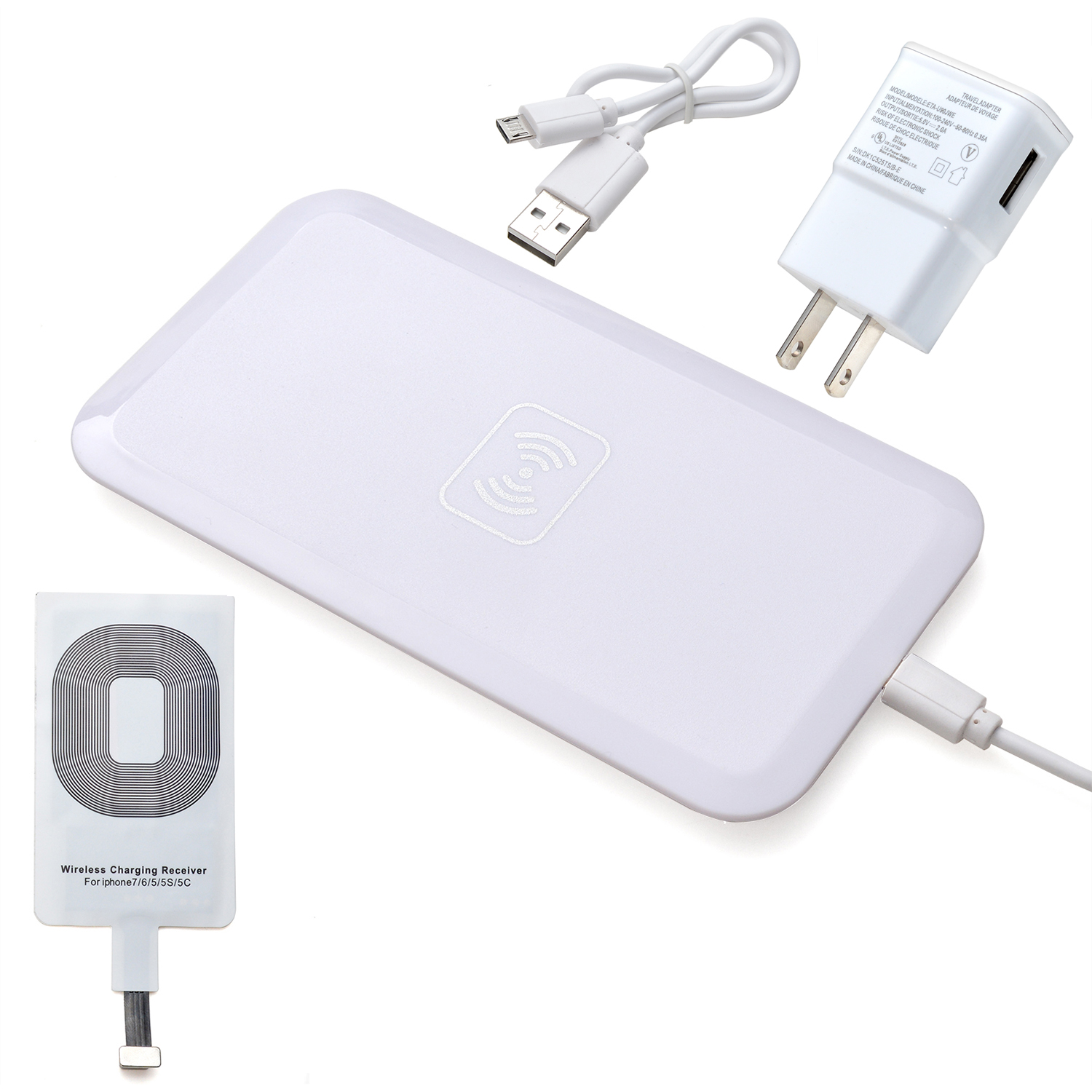 Qi Wireless Charger Charging Pad Receiver Kit For iPhone White