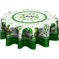 thumbnail image 1 of St. Patrick''s Day Gnomes Tablecloth Round 60 Inch Lucky Shamrock Washable Table Cloth for Holiday Parties Dining Table Kitchen Decor, 1 of 5