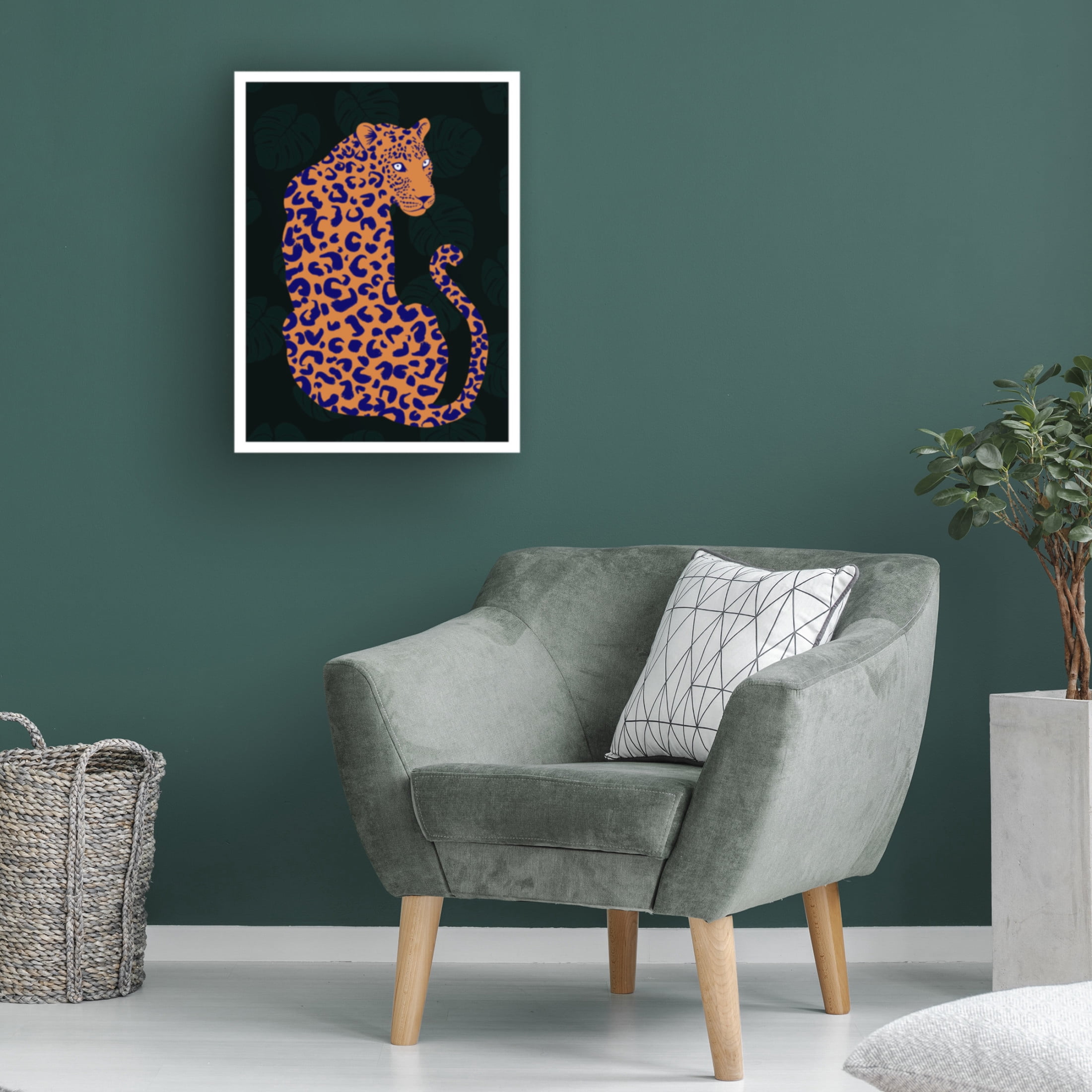 Canvas Wall Art - Bykammille  'Orange Leopard' Wall Art for Living Room, Bedroom, or Office Décor by Trademark Fine Art - 14 x 19 Inches