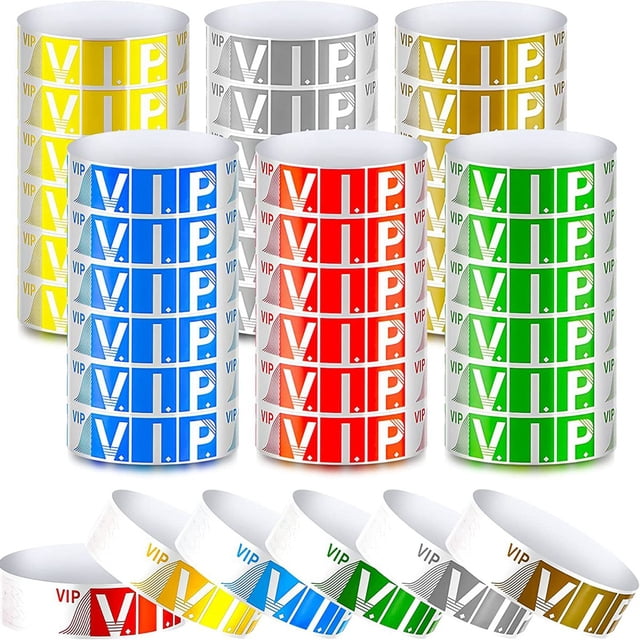 Paquete de 600 Pulseras de Papel VIP Pulseras VIP Pulseras VIP Impermeables Pulseras de Colores NeóN Variedad para Eventos Fiesta