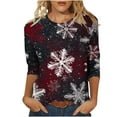 thumbnail image 2 of VKOYWKM Christmas Tshirt for Women Merry Christmas Snowflake Graphic T Shirts 3/4 Sleeve Tops Fall Crew Neck Funny Family Party Blouses, 2 of 5