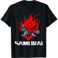 thumbnail image 1 of Samurai Japanese Demon Mask Edge Cyber Runners Punk T-Shirt - Black - 4XL, 1 of 2