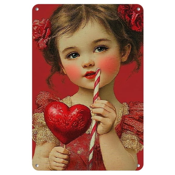 1pc, Room Decor Vintage Valentine'S Day Metal Tin Sign, 8x12 Inches, Iron Rectangular Wall Art, Love-Themed Decor for Home, Kitchen, Bathroom - Art Deco Style Poster