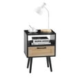 thumbnail image 5 of MAYEERTY 15.75" Rattan End Table with Power Outlet & USB Ports – Modern Nightstand with Drawer & Solid Wood Legs, Black, 5 of 9
