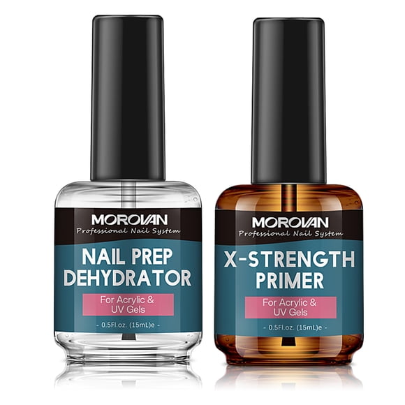 Set de deshidratador y primer para uñas Morovan X-strength