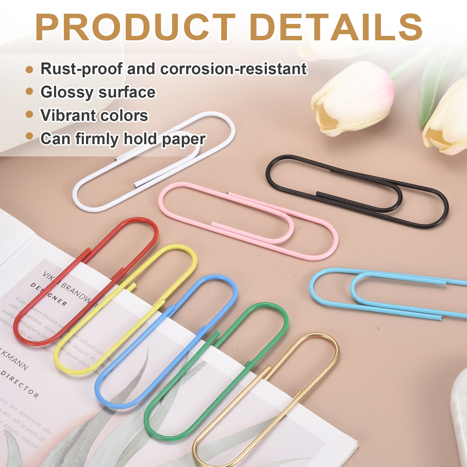 Uxcell 4 Inch Large Paper Clip, 40Pcs Big Paper Clip Metal Giant Extra Large Rust-proof Strong Bulk for Home Office Supplies Organizing Files Document Bookmark, White