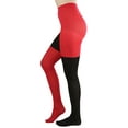 thumbnail image 4 of ToBeInStyle Women's Red & Black Mismatch Pantyhose - Red/Black - One Size, 4 of 7