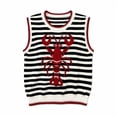 thumbnail image 4 of Pullover Sweaters for Women Stylish Lobster Print Round Neck Sleeveless Knit Vest Contrast Loose Casual Layered Sweater Vest, 4 of 4