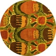thumbnail image 1 of Ahgly Company Machine Washable Indoor Round Abstract Yellow Modern Area Rugs, 4' Round, 1 of 4