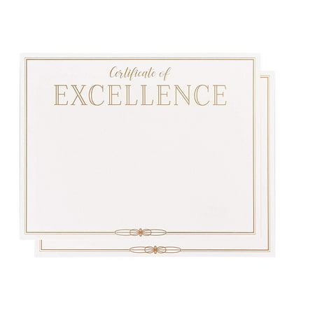Certificate Papers - 48-Pack Certificate of Excellence Award Certificates for Student, Teacher, Employees, 180GSM, Gold Foil Print Border, Laser Printer Friendly, 8.5 x 11