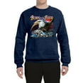 thumbnail image 2 of Wild Bobby, Born To Be Free Blad Eagle and American Flag Cars and Trucks Unisex Crewneck Graphic Sweatshirt, Vintage Heather Navy, Small, 2 of 3