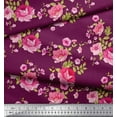 thumbnail image 2 of Soimoi Modal Satin Fabric Leaves,Rose & Peony Floral Printed Fabric 1 Yard 42 Inch Wide, 2 of 3