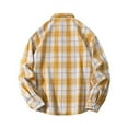 thumbnail image 4 of Flannel Shirt for Men Plaid Long Sleeve Button Down Lapel Tops Oversized Loose Comfortable Mens Shirts Yellow XL, 4 of 4