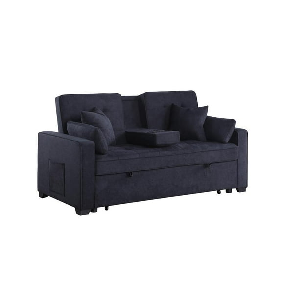 Cody II 69.5"W Drk Gray Sleeper Loveseat Drpdwn.Console CupHld USB Pkt Coil Seat