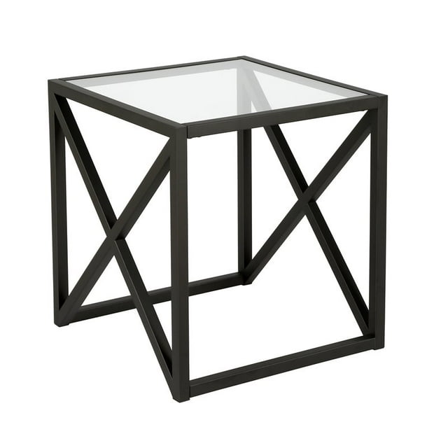 Henn&Hart 20" Blackened Bronze Metal/Glass Side Table