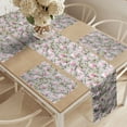 thumbnail image 2 of Ambesonne Magnolia Table Runner & Placemats, Watercolor Magnolias, Placemat 4 pcs + Runner 16"x90", Grey Pale Pink and Brown, 2 of 2