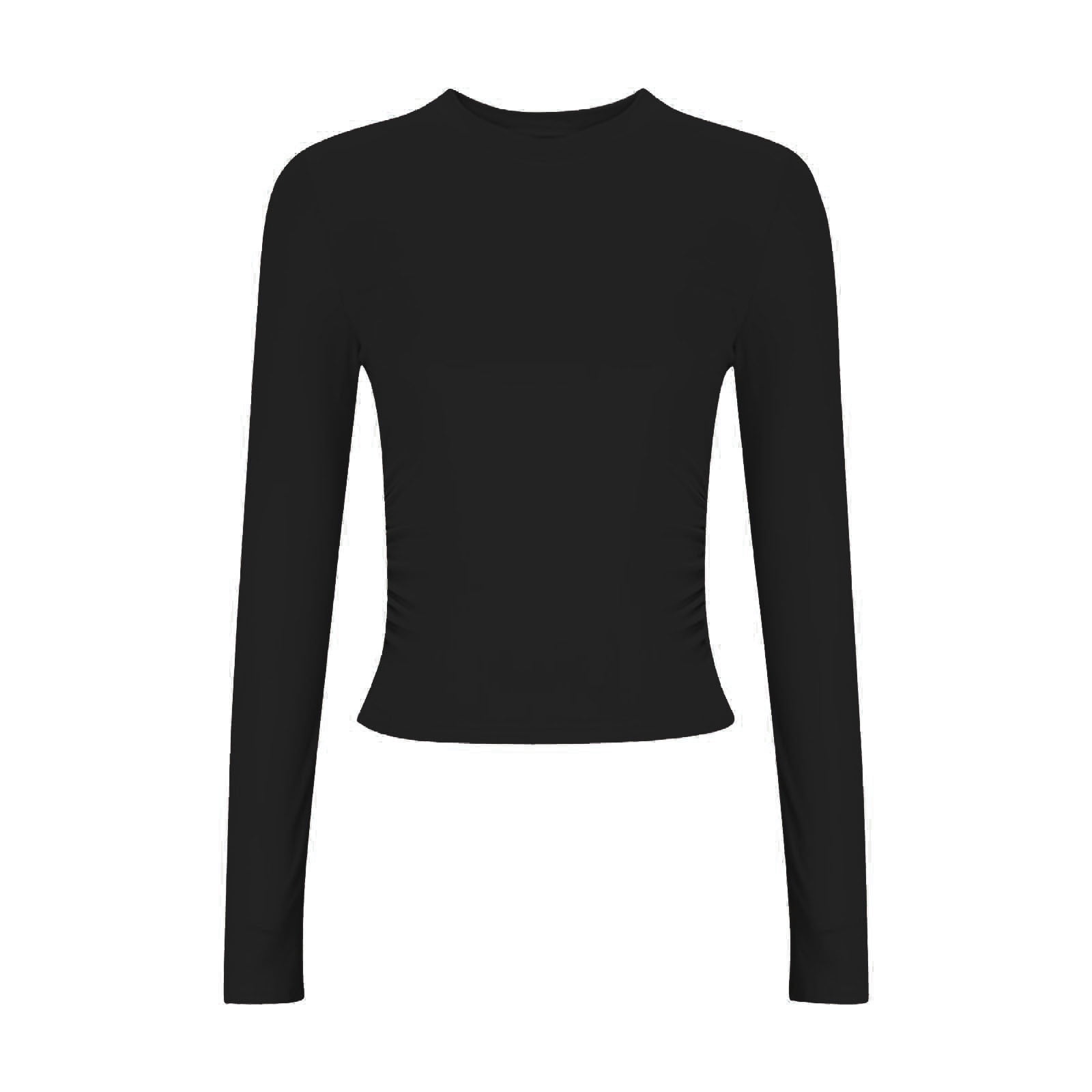 Hzzrkos Women Casual Solid Color Crew Neck Long Sleeve, Black XXL – picture 7