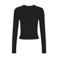 thumbnail image 6 of ZQGJB Long Sleeve Crewneck Basic T-Shirts for Women Casual Slim Fit Going Out Tshirt Tops Trendy Solid Color Athletic Workout Pullover T-Shirts Blouse Tight Y2k Outfits Black L, 6 of 7