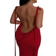 thumbnail image 4 of Women Open Back Slip Dress  Solid Color Spaghetti Strap Floor Length Skirt  Black/ Beige/ Blue, 4 of 9