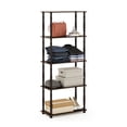 thumbnail image 4 of Furinno 23.6 W x 11.6 D x 57.4 H 5-Shelf Decorative Shelves, Walnut and Brown, 4 of 5