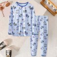 thumbnail image 2 of TOWED22 Toddler Boy Outfits Set 2Pcs Long Sleeve Cute Print Round Neck Cotton Sweatshirt Fleece Pants Casual Fall Winter Clothes(Sky Blue,3-4 Y), 2 of 5