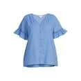 thumbnail image 5 of Terra & Sky V-Neck Shirred Short Sleeve Top (Women's Plus), 5 of 5