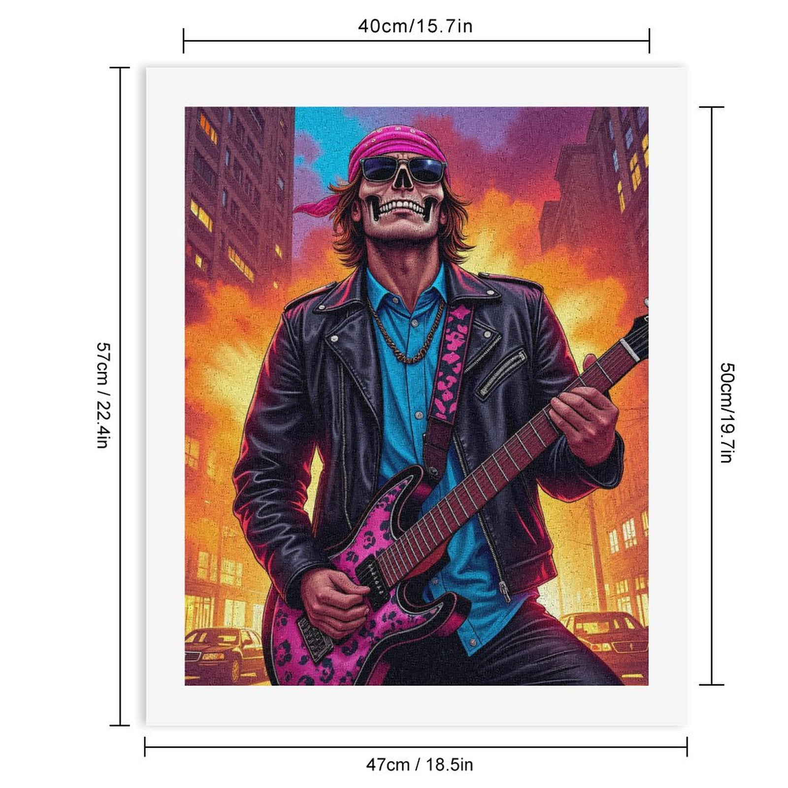 Paint by Numbers Kit for Adults, Rockstar Skull Guitarist Street Scene Paint by Numbers, Easy Paint by Numbers Kit for Adults Beginner, DIY Adult Paint by Number Kits on Canvas, 12x16in Home Decor