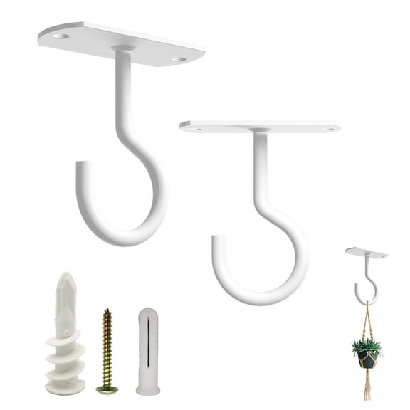 NACETURE Ceiling Mounted White Alloy Steel Plant Hangers with Rust Resistant, 2 Count