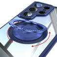 thumbnail image 4 of Designed for Samsung Galaxy S25 Ultra Crystal Clear Back Case, Luxury Case with Lens Protector Drop Protective Magnetic Rotating Ring Kickstand Shockproof Thin Fit Phone Case Cover, Blue, 4 of 7
