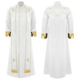 thumbnail image 1 of RUNQHUI Robe de Prêtre pour Hommes avec Bordure Dorée et Fermeture Éclair avant Croisée pour Prière à l'Église et Cosplay Blanc TG, 1 of 7