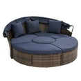 thumbnail image 4 of 4-Piece Rattan Round Lounge with Canopy Bali Canopy Bed Outdoor, Wicker Outdoor Sofa Bed with Lift Coffee Table (Navy Blue), 4 of 11